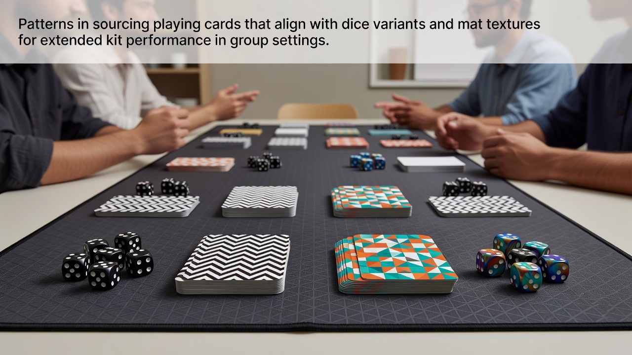 Patterns in sourcing playing cards aligned with dice variants and mat textures