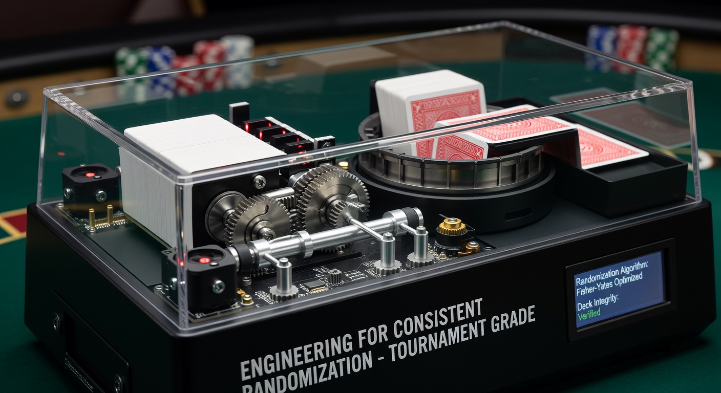 Detailed engineering diagram showing internal mechanisms of an automated card shuffler including rollers and sensors