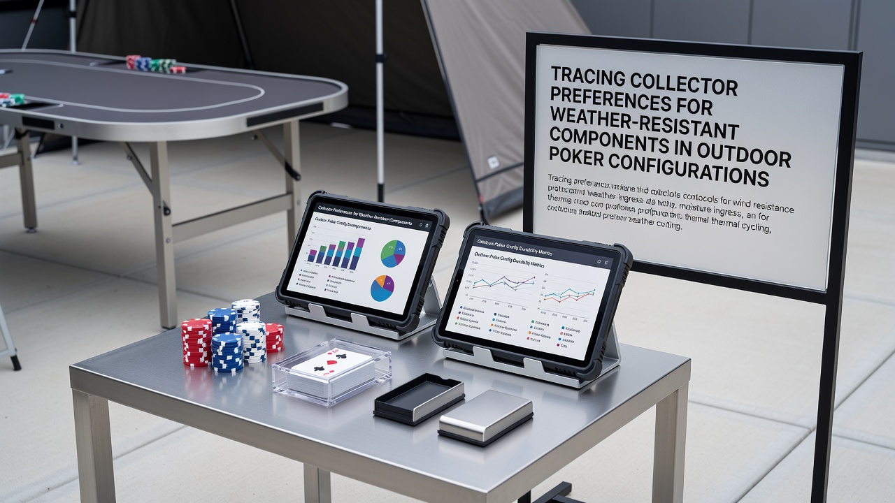Close-up of weatherproof poker chips and mats designed for outdoor durability
